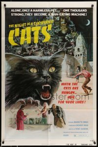 5f619 NIGHT OF A THOUSAND CATS 1sh '74 Anjanette Comer, Zulma Faiad, cool horror art!