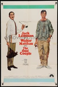 5f632 ODD COUPLE 1sh '68 art of best friends Walter Matthau & Jack Lemmon by Robert McGinnis!