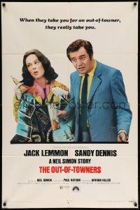 5f651 OUT-OF-TOWNERS 1sh '70 Jack Lemmon, Sandy Dennis, written by Neil Simon!