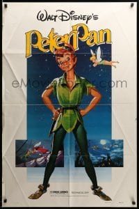 5f663 PETER PAN 1sh R82 Walt Disney animated cartoon fantasy classic, great full-length art!