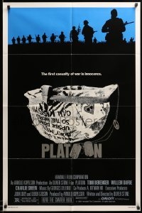 5f666 PLATOON 1sh '86 Oliver Stone, Vietnam classic, the first casualty of war is Innocence!