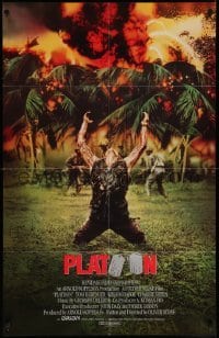 5f667 PLATOON int'l 25x39 1sh '86 Oliver Stone, Vietnam, the first casualty of war is Innocence!