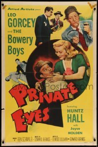5f688 PRIVATE EYES 1sh '53 Leo Gorcey & The Bowery Boys are detectives, sexy Joyce Holden!