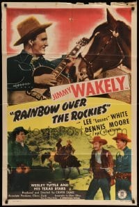 5f698 RAINBOW OVER THE ROCKIES 1sh '46 cowboy Jimmy Wakely with guitar, Lee 'Lasses' White!