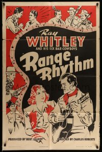 5f701 RANGE RHYTHM 1sh '42 Charles E. Roberts cowboy western musical short, art of Ray Whitley!