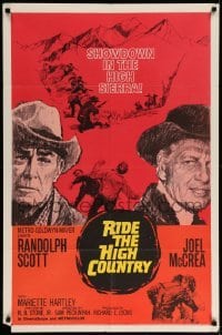 5f716 RIDE THE HIGH COUNTRY 1sh '62 Randolph Scott & Joel McCrea have a showdown in High Sierra!