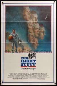 5f718 RIGHT STUFF 1sh '83 great Tom Jung montage art of the first NASA astronauts!