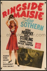 5f719 RINGSIDE MAISIE 1sh '41 great full-length art of Ann Sothern tapping boxing gloves over head!