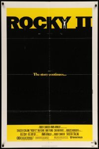 5f725 ROCKY II 1sh '79 Carl Weathers, Sylvester Stallone boxing sequel, black box design!