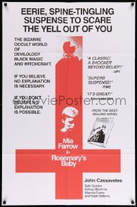 5f729 ROSEMARY'S BABY 1sh '68 Roman Polanski, Mia Farrow, rare upside down cross style!