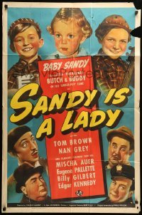 5f738 SANDY IS A LADY 1sh '40 Baby Sandy in title role w/Butch, Buddy, Mischa Auer & more!