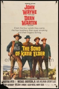 5f821 SONS OF KATIE ELDER 1sh '65 line up of John Wayne, Dean Martin & more + Martha Hyer!