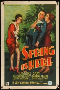 5f835 SPRING IS HERE style B 1sh '30 art of Lawrence Gray fainting at the sight of girl's nylon!