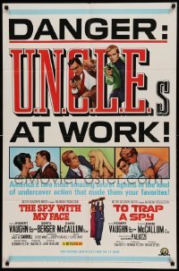 5f837 SPY WITH MY FACE/TO TRAP A SPY 1sh '66 Robert Vaughn is The Man from U.N.C.L.E.!