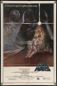 5f843 STAR WARS style A fourth printing 1sh '77 George Lucas classic sci-fi epic, art by Tom Jung!