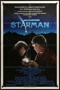 5f844 STARMAN 1sh '84 John Carpenter, close-up portrait of alien Jeff Bridges & Karen Allen!