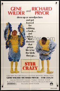 5f851 STIR CRAZY 1sh '80 Gene Wilder & Richard Pryor in chicken suits, directed by Sidney Poitier!