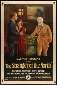 5f856 STRANGER OF THE NORTH 1sh '24 Richard Travers, Ruth Dwyer, Canadian Big Timber, stone litho!