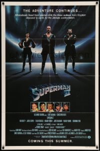 5f873 SUPERMAN II teaser 1sh '81 Christopher Reeve, Terence Stamp, great image of villains!