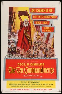 5f888 TEN COMMANDMENTS 1sh '56 Cecil B. DeMille classic, art of Charlton Heston & Yul Brynner!