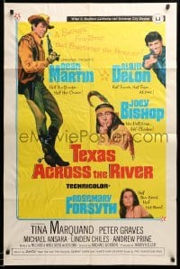 5f892 TEXAS ACROSS THE RIVER 1sh '66 cowboy Dean Martin, Alain Delon & Indian Joey Bishop!