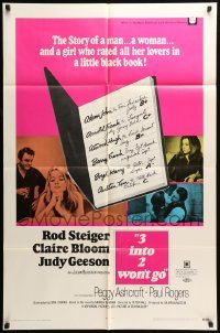 5f903 THREE INTO TWO WON'T GO 1sh '69 Rod Steiger, Claire Bloom, Judy Geeson