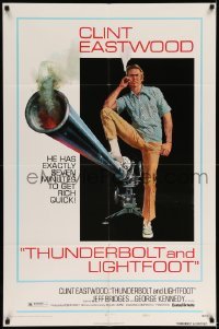 5f909 THUNDERBOLT & LIGHTFOOT style C 1sh '74 art of Clint Eastwood with HUGE gun by McGinnis!