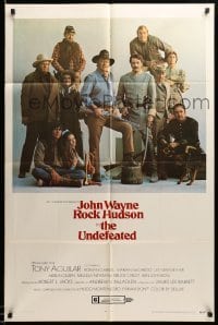 5f946 UNDEFEATED style A 1sh '69 great Civil War cast portrait with John Wayne & Rock Hudson!