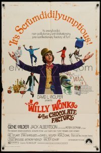 5f983 WILLY WONKA & THE CHOCOLATE FACTORY 1sh '71 Gene Wilder, it's scrumdidilyumptious!