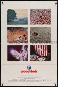 5f991 WOODSTOCK 1sh '70 classic rock & roll concert, great Arnold Skolnick art above title!