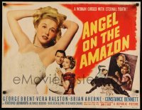 5g017 ANGEL ON THE AMAZON style B 1/2sh '48 art of George Brent, Vera Ralston, panther attack!