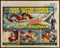 5g050 BOY ON A DOLPHIN 1/2sh '57 art of Alan Ladd & sexiest Sophia Loren swimming underwater!