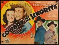 5g086 COWBOY & THE SENORITA style A 1/2sh '44 Roy Rogers with guitar, Dale Evans & Trigger!