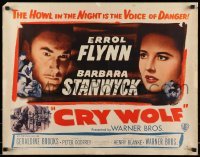 5g090 CRY WOLF style A 1/2sh '47 Errol Flynn & Barbara Stanwyck, the voice of danger!