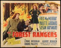 5g134 FOREST RANGERS style B 1/2sh '42 Fred MacMurray, Paulette Goddard & Susan Hayward in blaze!