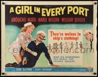 5g152 GIRL IN EVERY PORT style A 1/2sh '52 wacky Navy sailor Groucho Marx & sexy Marie Wilson!