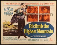 5g199 I'D CLIMB THE HIGHEST MOUNTAIN 1/2sh '51 art of Susan Hayward holding William Lundigan on bed!