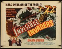 5g206 INVISIBLE INVADERS 1/2sh '59 cool artwork of alien who gives Earth 24 hours to surrender!