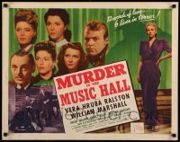 5g289 MURDER IN THE MUSIC HALL style B 1/2sh '46 art of sexy Vera Hruba Ralston, William Marshall!