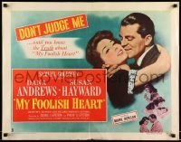 5g294 MY FOOLISH HEART style B 1/2sh '50 Susan Hayward & Dana Andrews, based on J.D. Salinger story