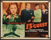 5g297 MYSTERY OF THE 13TH GUEST 1/2sh '43 Helen Parrish, from novel by the author of Scarface!