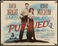 5g348 PURSUED style B 1/2sh '47 great full-length image of Robert Mitchum & Teresa Wright!