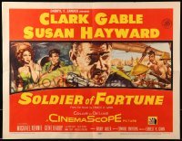 5g405 SOLDIER OF FORTUNE 1/2sh '55 art of Clark Gable with gun, plus sexy Susan Hayward!