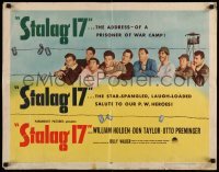 5g414 STALAG 17 style B 1/2sh '53 different image of Holden & POWs whistling by barbed wire!