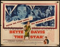 5g415 STAR 1/2sh '53 great art of Hollywood actress Bette Davis holding Oscar statuette!