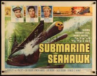 5g426 SUBMARINE SEAHAWK 1/2sh '59 cool skull head torpedo & Naval battle artwork!