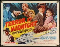 5g445 TERROR AT MIDNIGHT style B 1/2sh '56 Scott Brady, Joan Vohs, Frank Faylen, film noir!