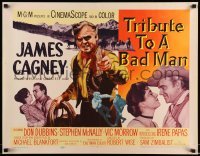 5g466 TRIBUTE TO A BAD MAN style A 1/2sh '56 great art of cowboy James Cagney, pretty Irene Papas!