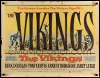 5g479 VIKINGS style A 1/2sh '58 Kirk Douglas, Tony Curtis, sexy Janet Leigh tied to ship!