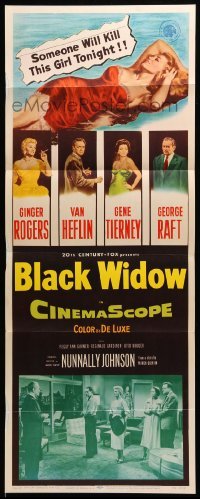 5g552 BLACK WIDOW insert '54 Ginger Rogers, Gene Tierney, Van Heflin, George Raft, sexy art!